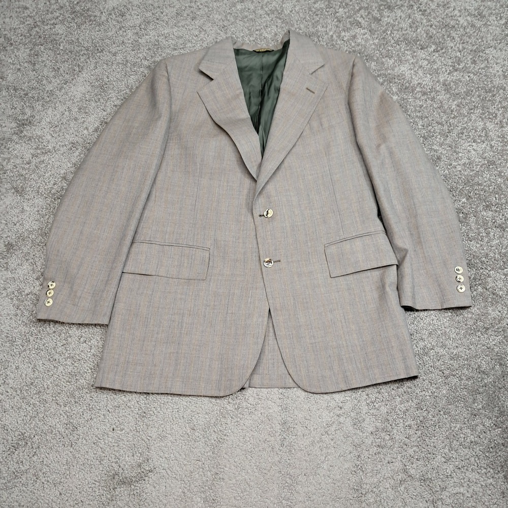Redwood & Ross Mens Vintage Tan Pinstripe Half Lined Blazer Sport Coat Sz 40L
